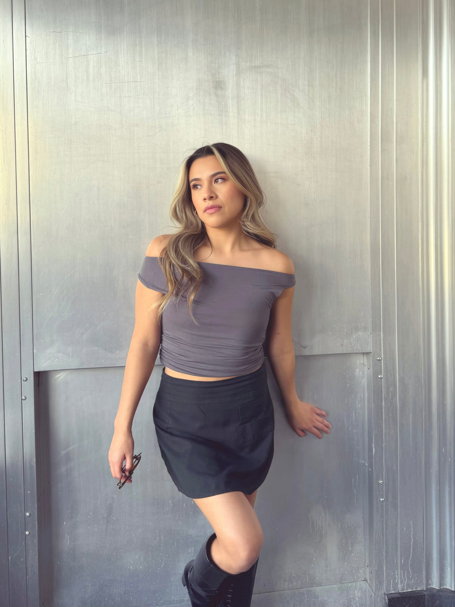Charcoal Off The Shoulder Top – Uncommon Lux