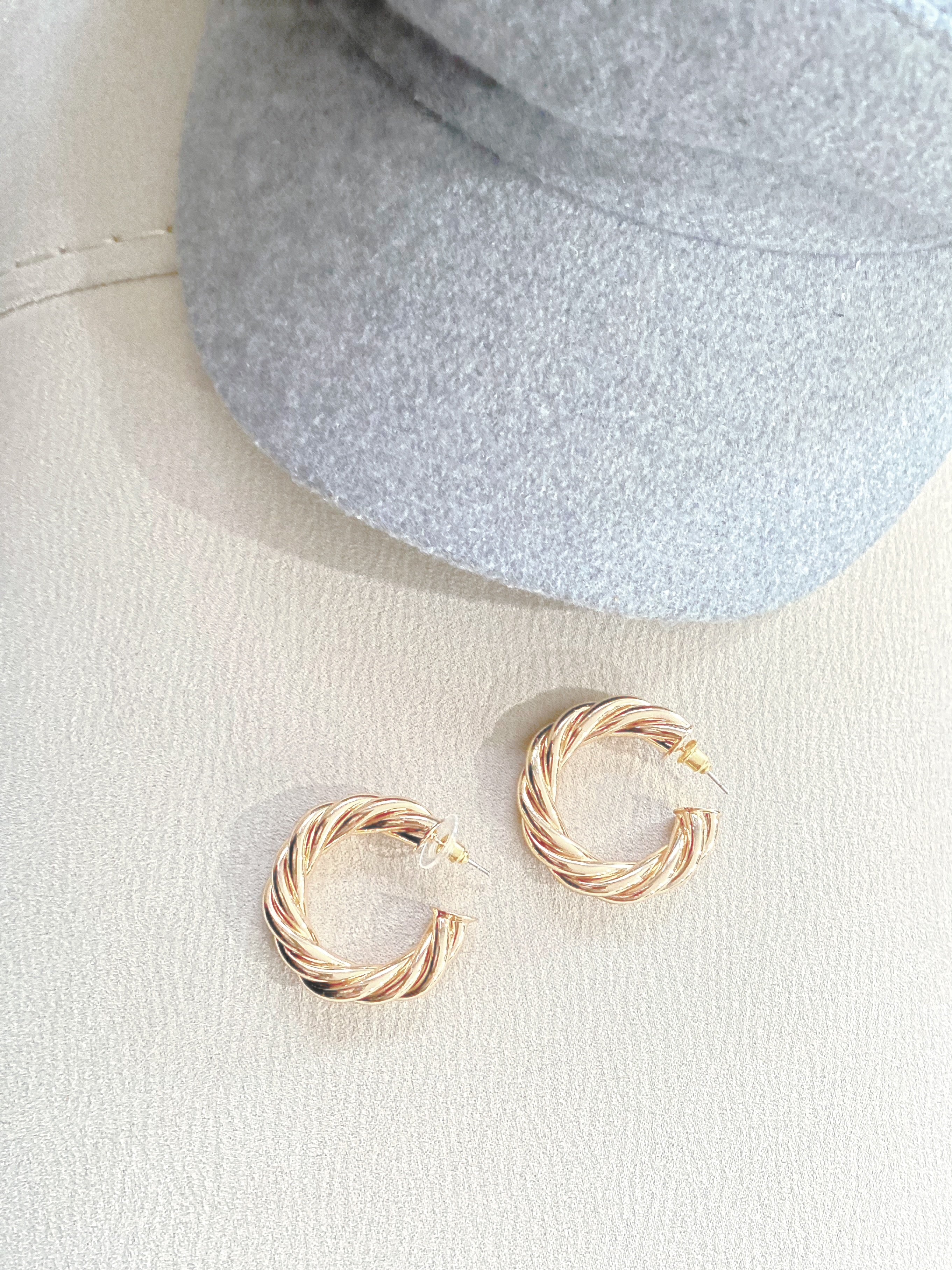 Gold Twist Hoop Earrings