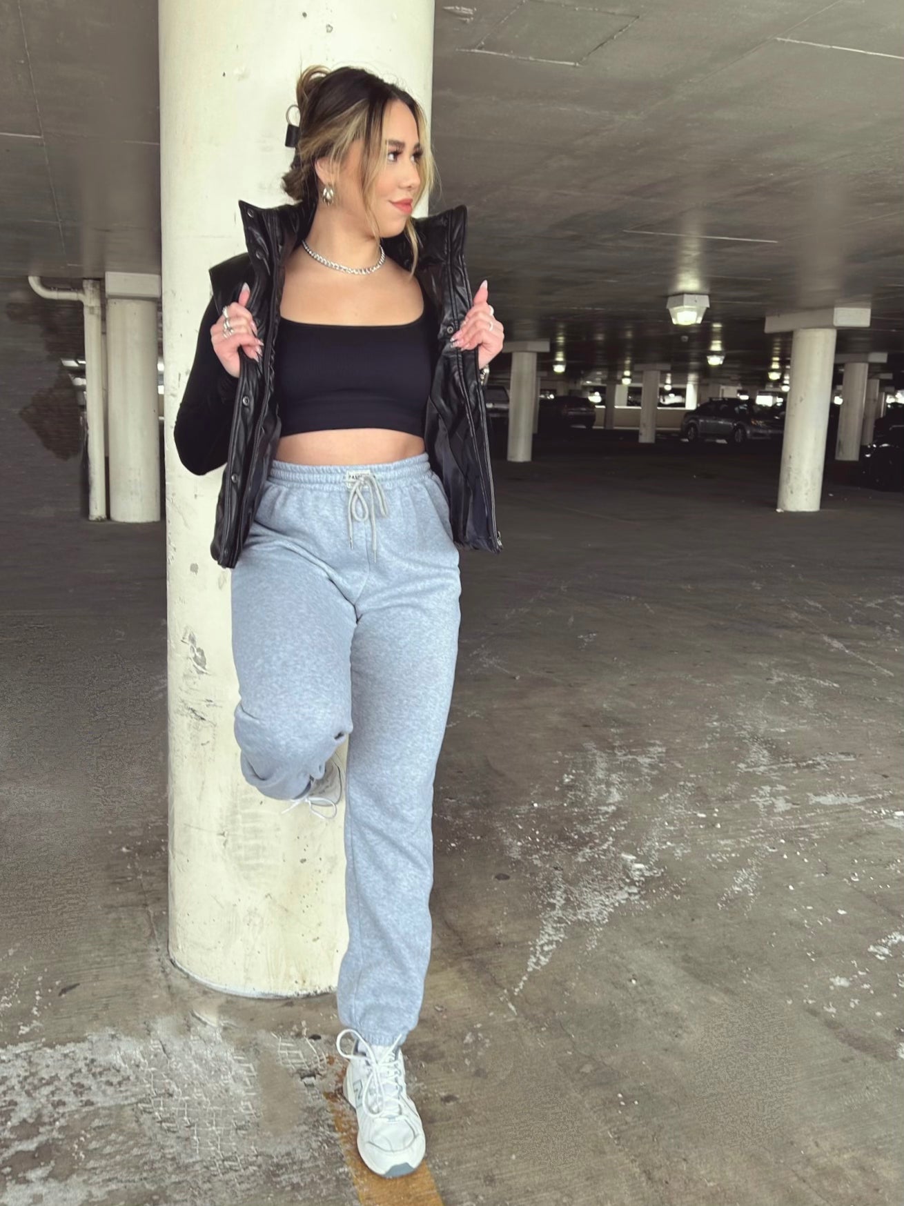 On the Move Black Leather Puff Vest