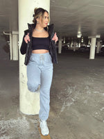 On the Move Black Leather Puff Vest