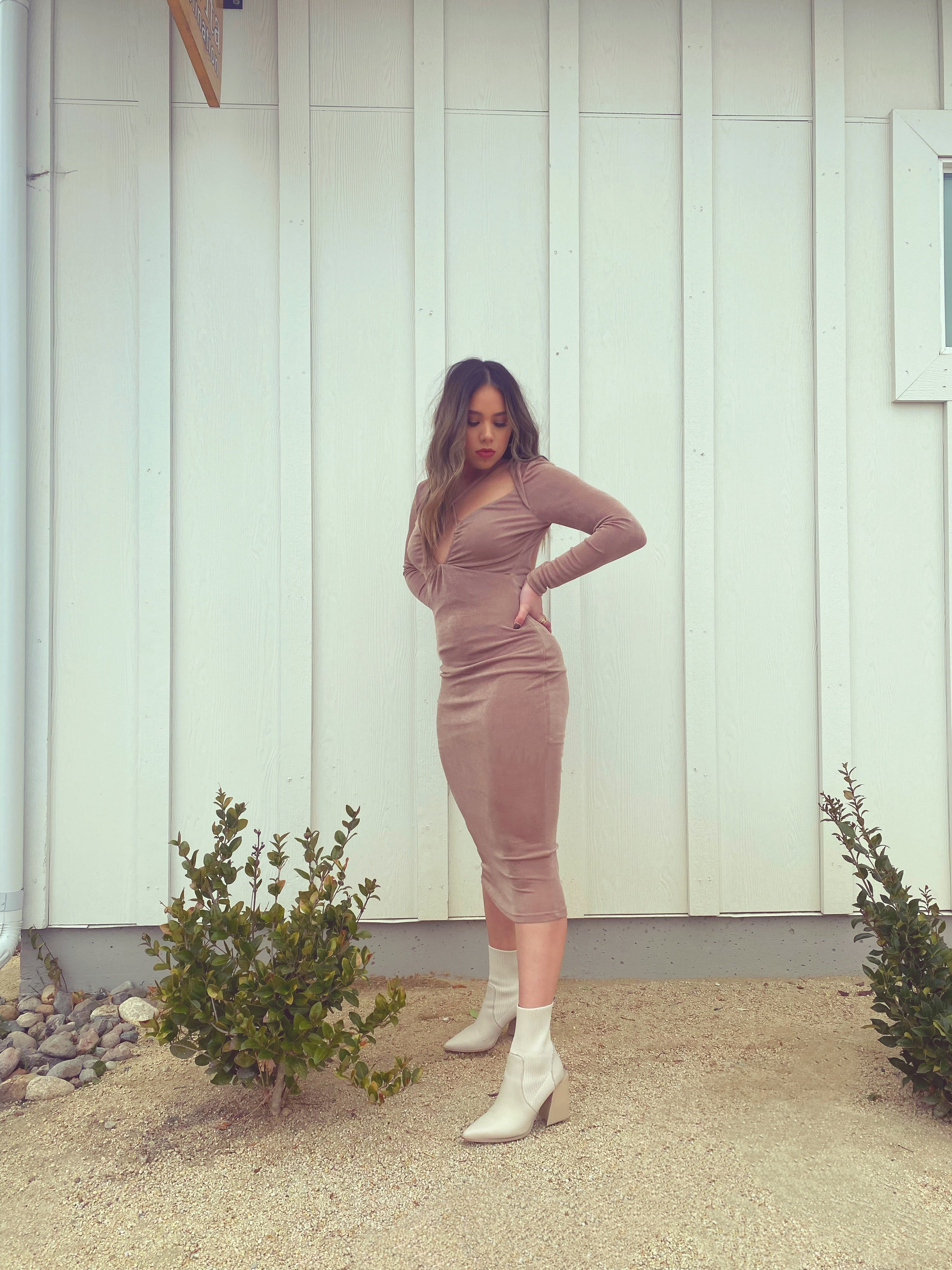 Make You Mine Mocha Midi Dress