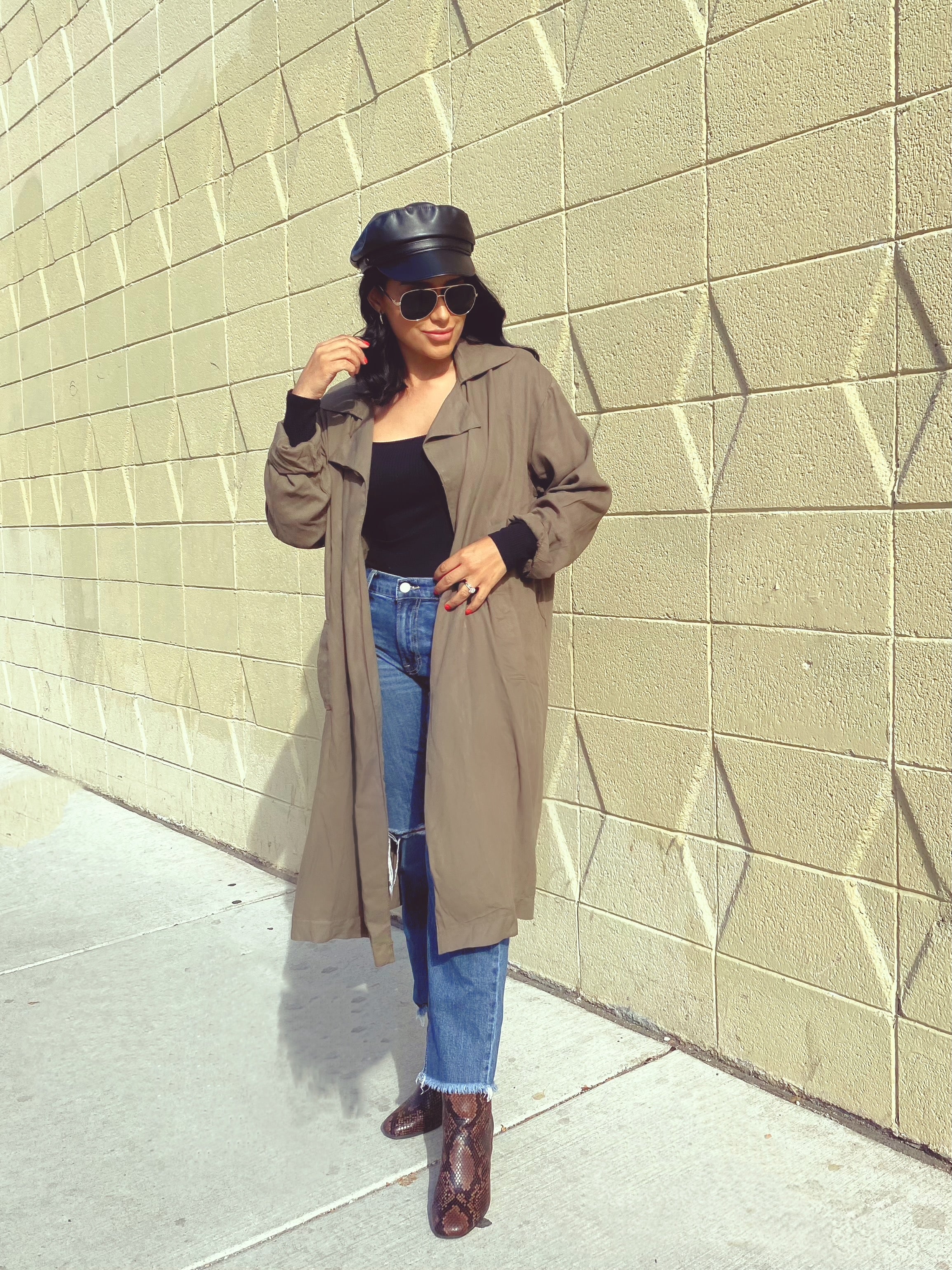 Angelina Olive Trench Duster